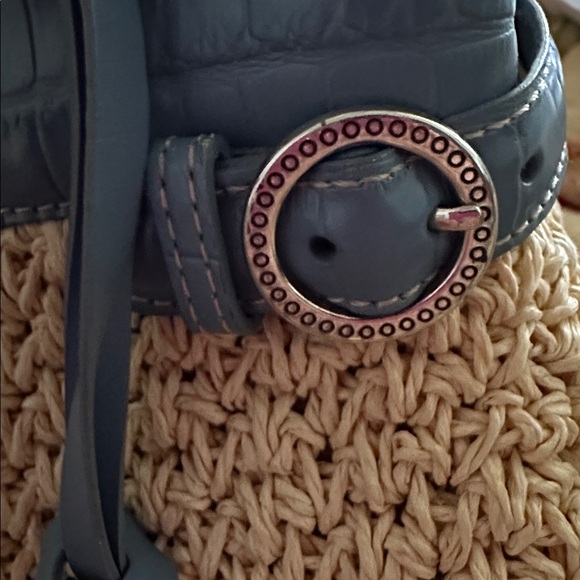 Brighton wheat woven purse with blue leather trim Women's Handbag - Picture 4 of 9